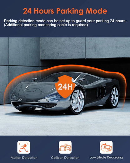 3-Lens 1080P Dash Cam with IR Night Vision, Loop Recording & G-Sensor