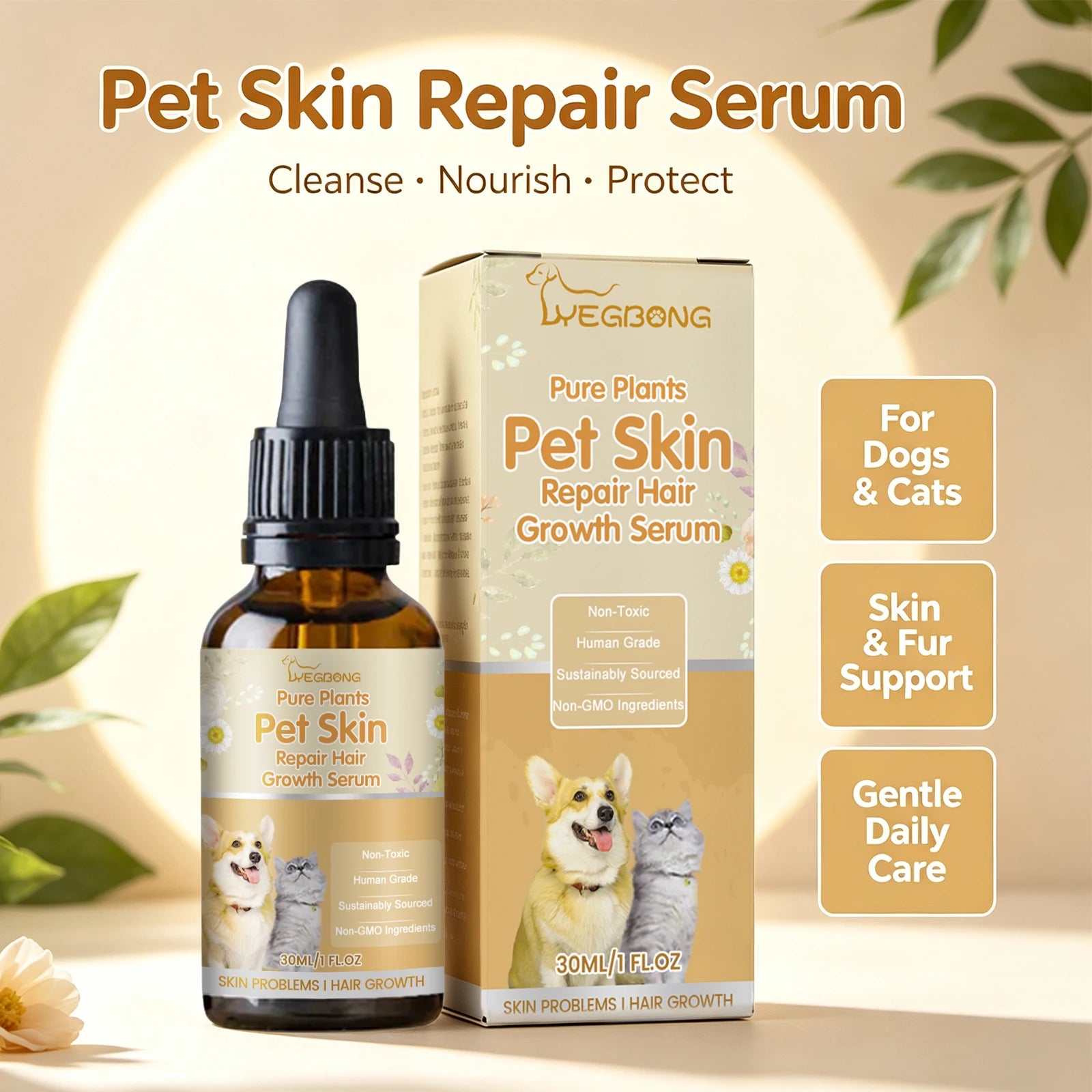 Pet Skin & Hair Growth Repair Serum for Dogs and Cats - 12