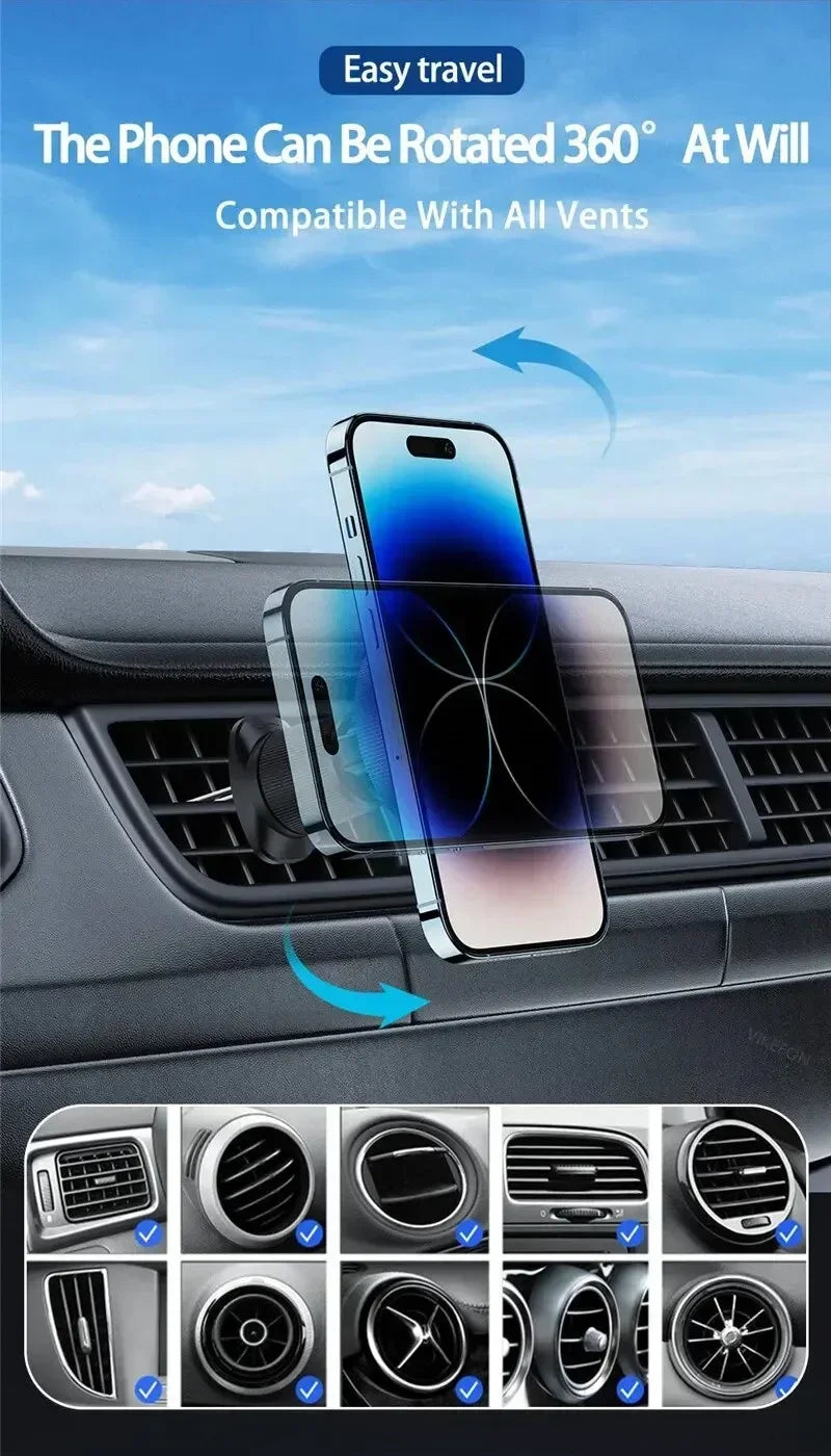 Magnetic Wireless Car Charger with Cooling Fan - 15W Fast Phone Mount
