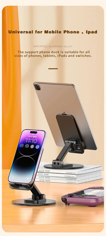 Foldable 360° Rotating Desktop Phone Stand - Universal Adjustable Holder