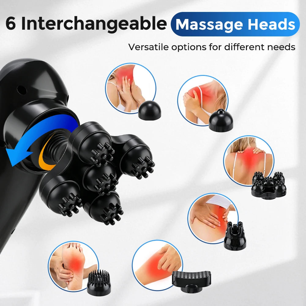 Electric Dolphin Percussion Body Massager with 6 Interchangeable Heads - 3