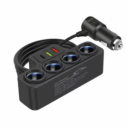 120W 4-Port Fast Car Charger - USB & Type-C Multi-Device Power Adapter