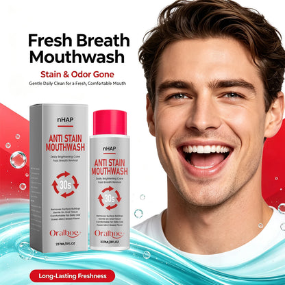 Anti-Stain Teeth Whitening Mouthwash - Alcohol-Free Daily Oral Care & Fresh Breath