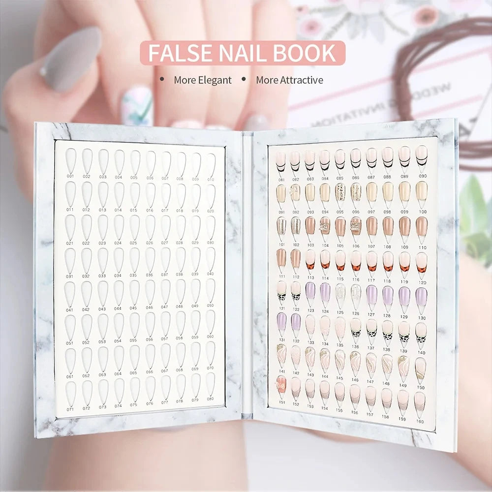160 Colors Nail Swatch Book & False Nail Tips Display Chart - 1