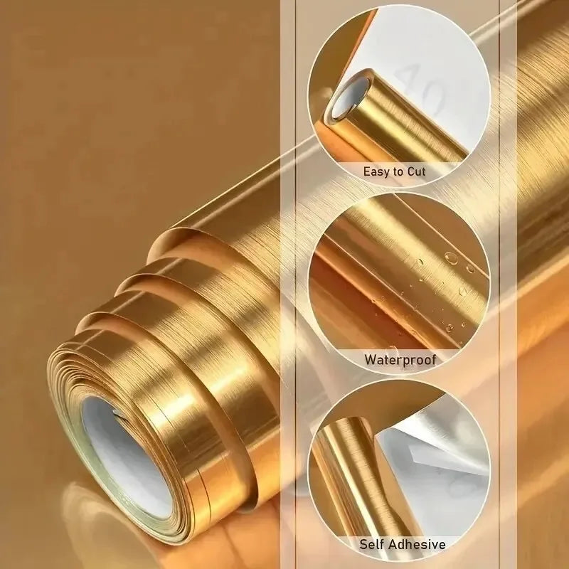 Self-Adhesive Gold Brushed Peel & Stick Wallpaper - 2