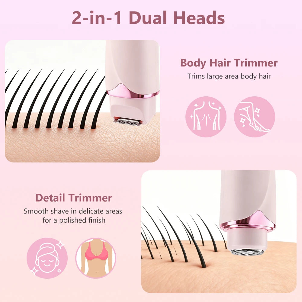 2-in-1 Dual-Head Electric Women’s Hair Trimmer & Shaver for Sensitive Skin