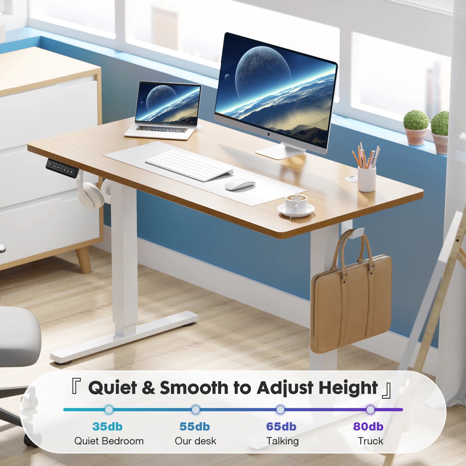 Electric Standing Desk 40x24 Height Adjustable Sit-Stand Computer Table - 3
