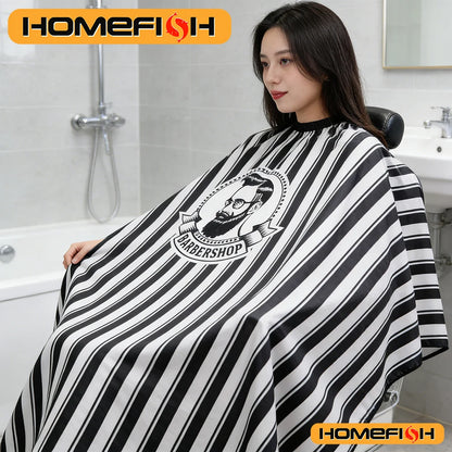 Striped Professional Barber Cape - Hair Cutting Apron for Salons