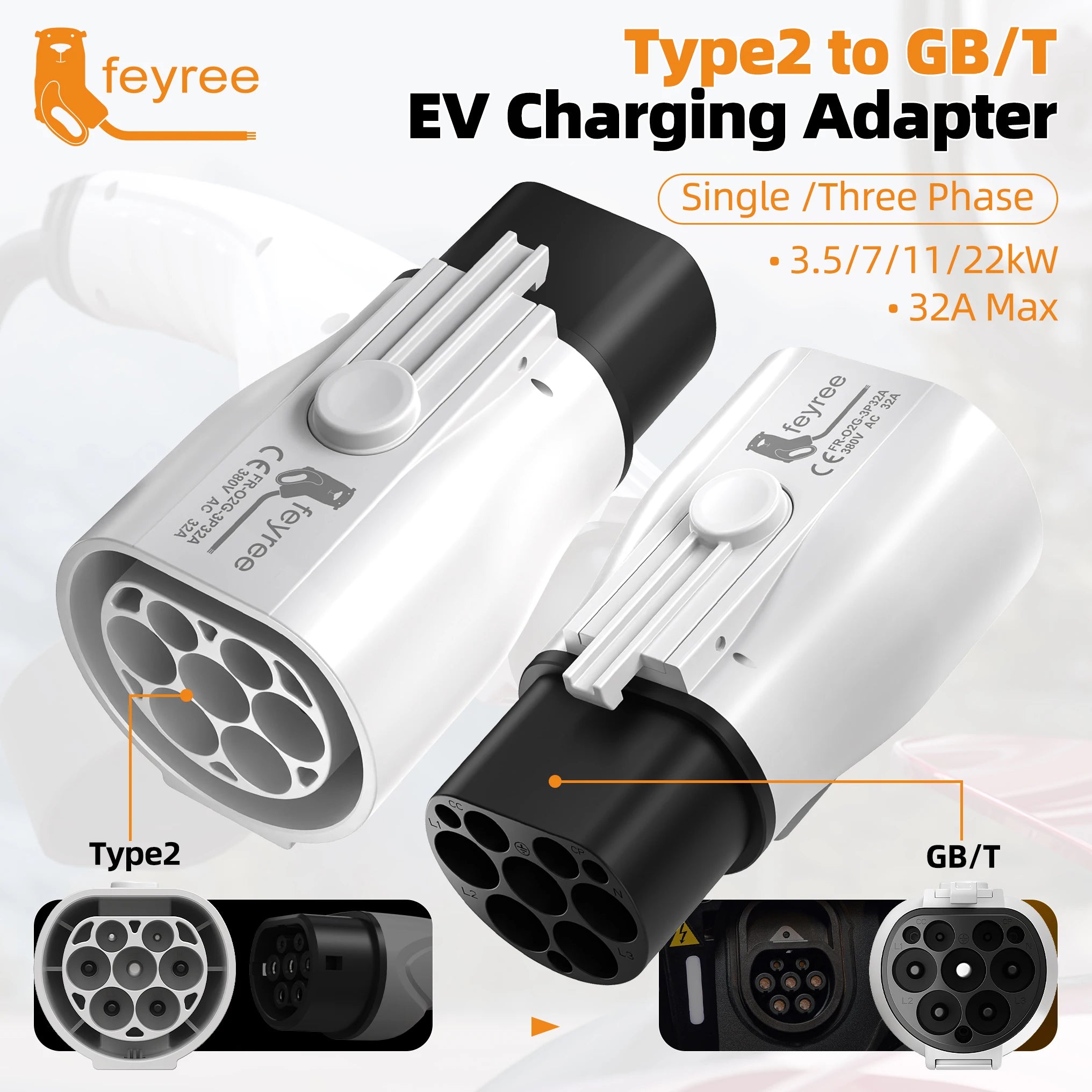 Type 2 to GB/T EV Charging Adapter 32A 22KW for Electric Vehicles - 4