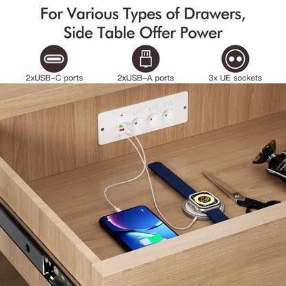 EU Desktop Power Strip with 5 AC Sockets & 4 USB Ports - 3250W Fast Charge