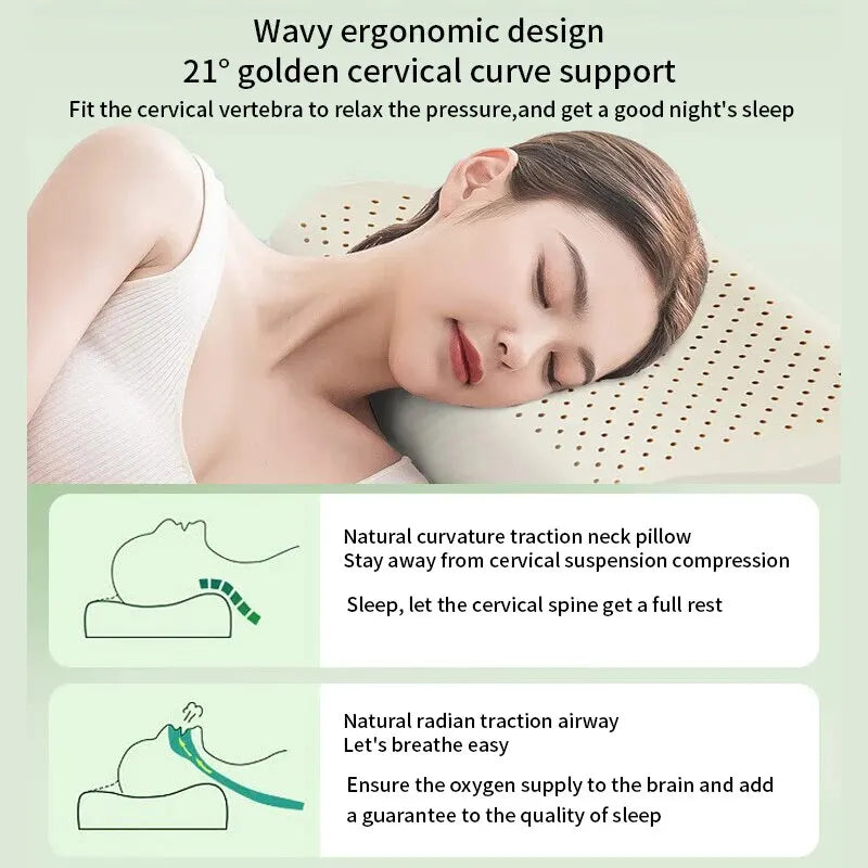 Natural Thai Latex Cervical Pillow - Ergonomic Support for Better Sleep - 3