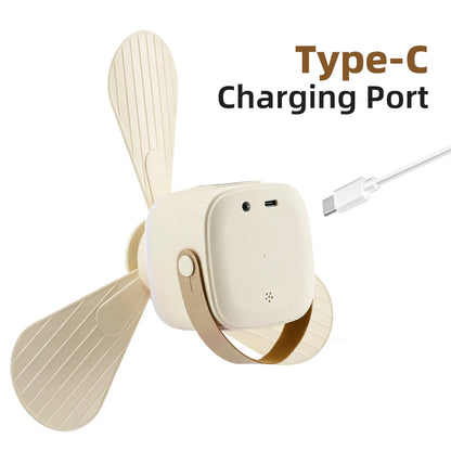 Portable Rechargeable Ceiling Fan with LED Light & Remote Control