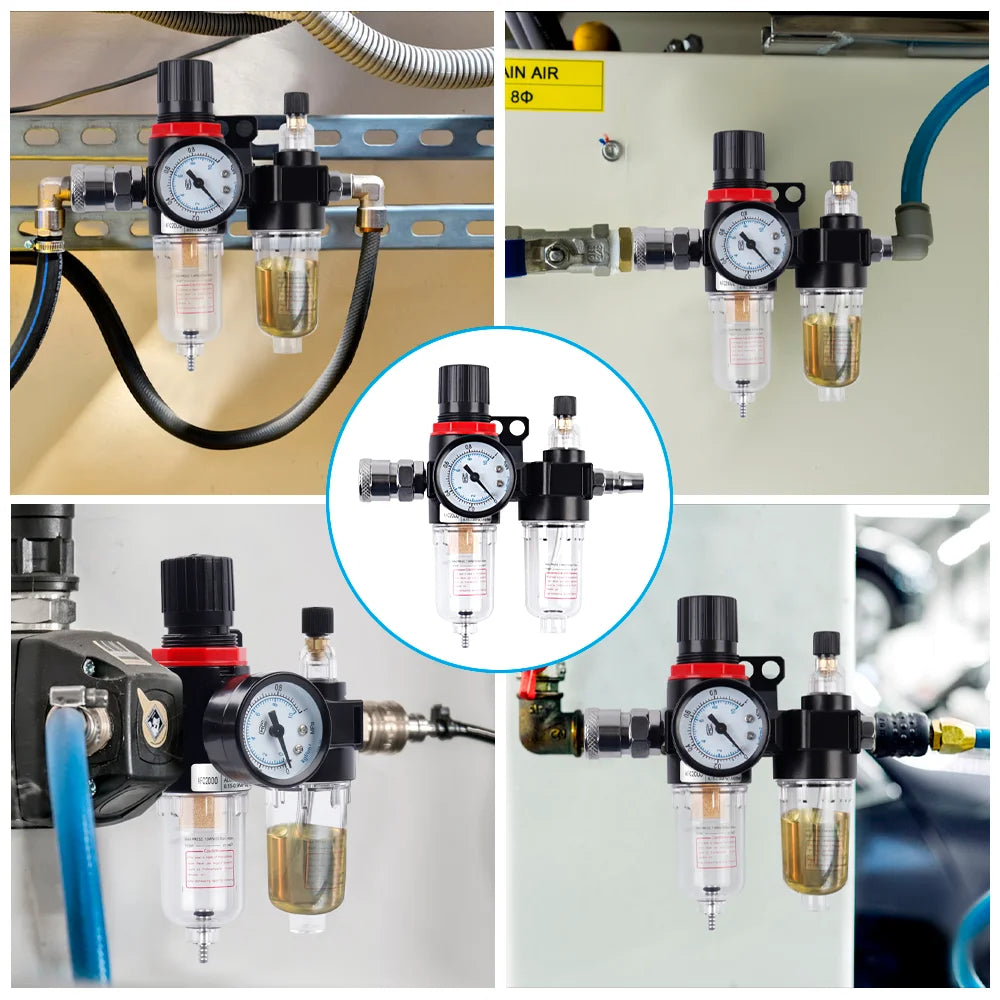 G1/4 Air Compressor Water Oil Separator - Filter Pressure Regulator & Lubricator