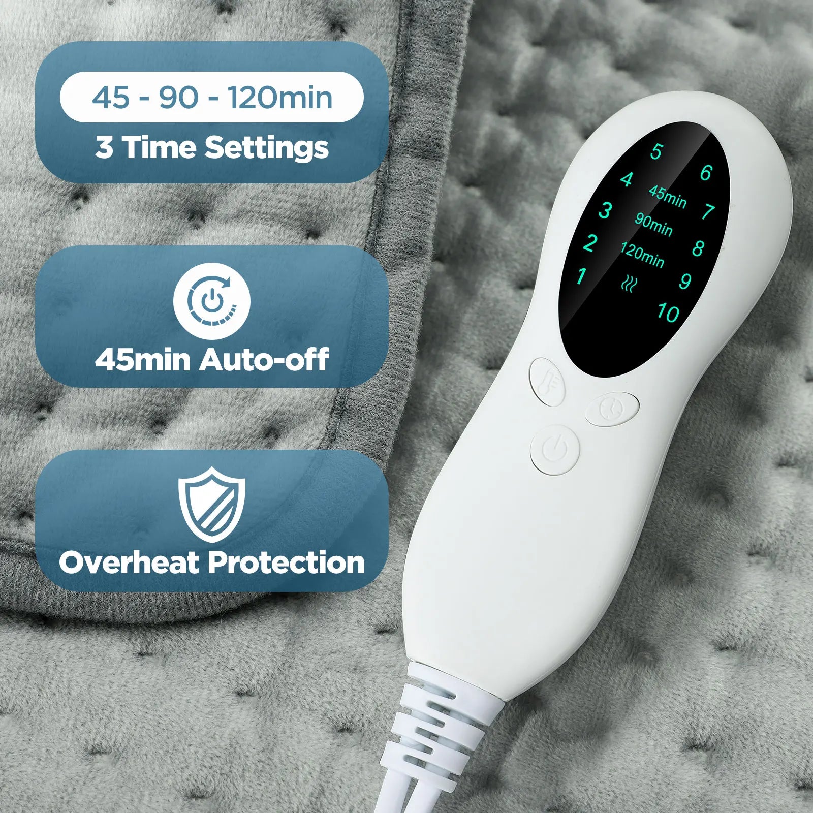 Electric Heating Pad for Back and Body Pain Relief with 10 Heat Settings - 3