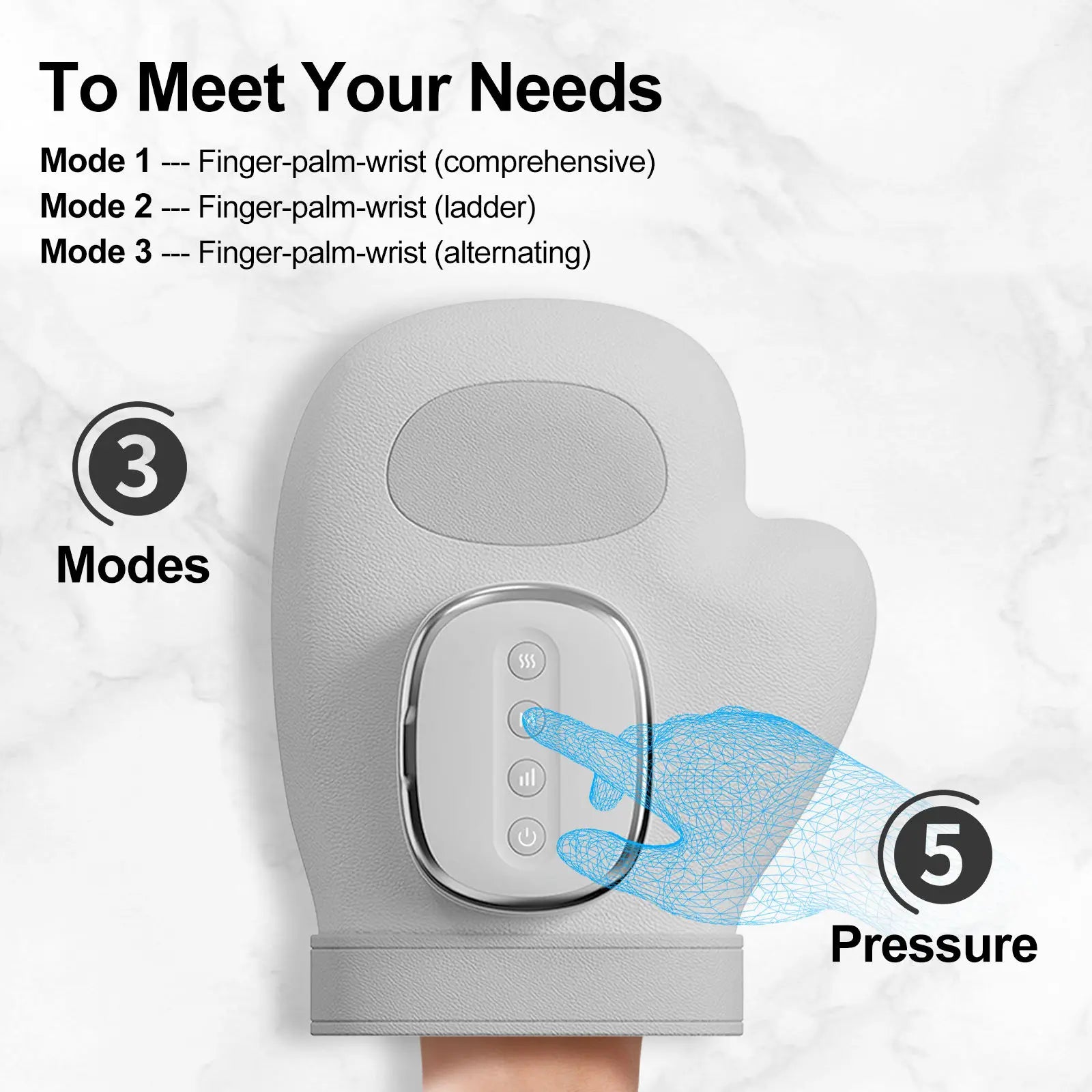 Electric Hand Massager with Airbag Compression and Heat for Pain Relief - 3