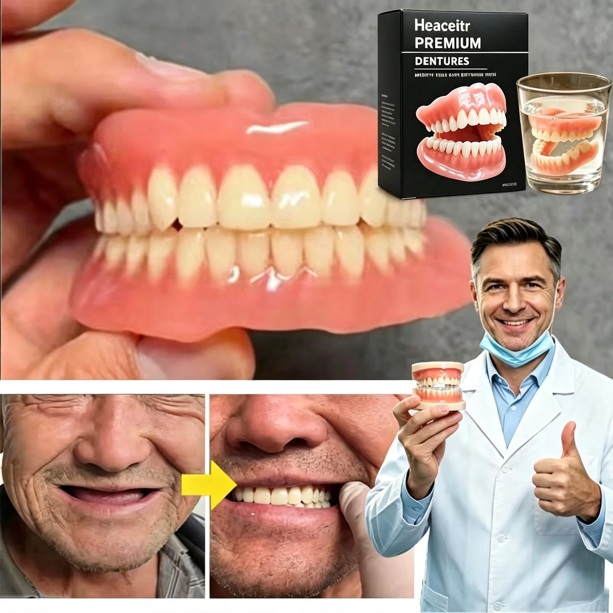 Custom Fit Cosmetic Dentures - Comfortable Silicone Smile Veneers