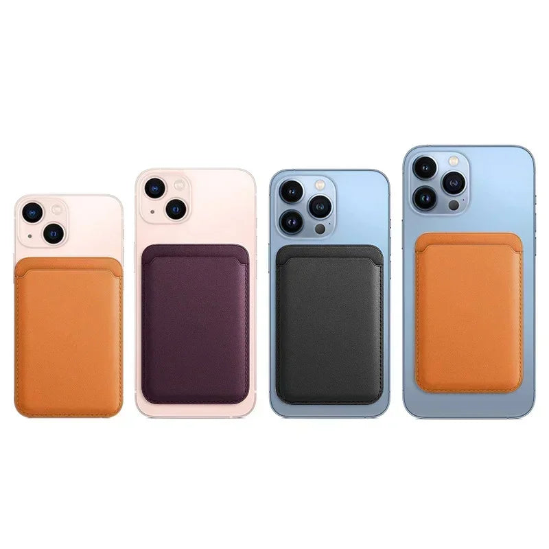 Magnetic Leather Wallet Case for iPhone & Samsung - Slim Card Holder Cover