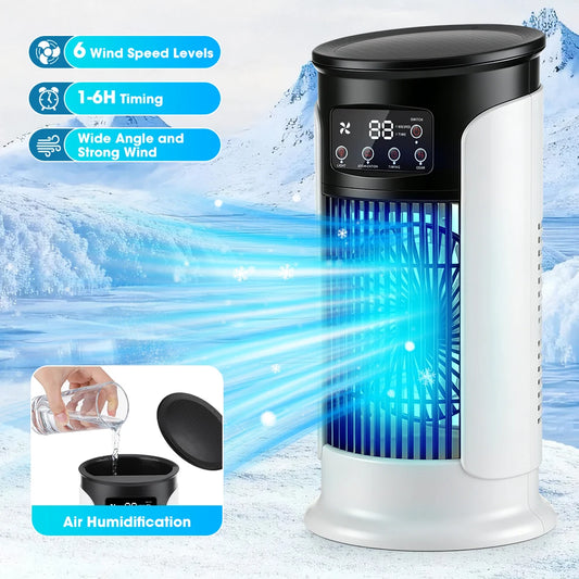 Portable USB Desktop Air Cooler & Humidifier with 6-Speed Cooling Fan