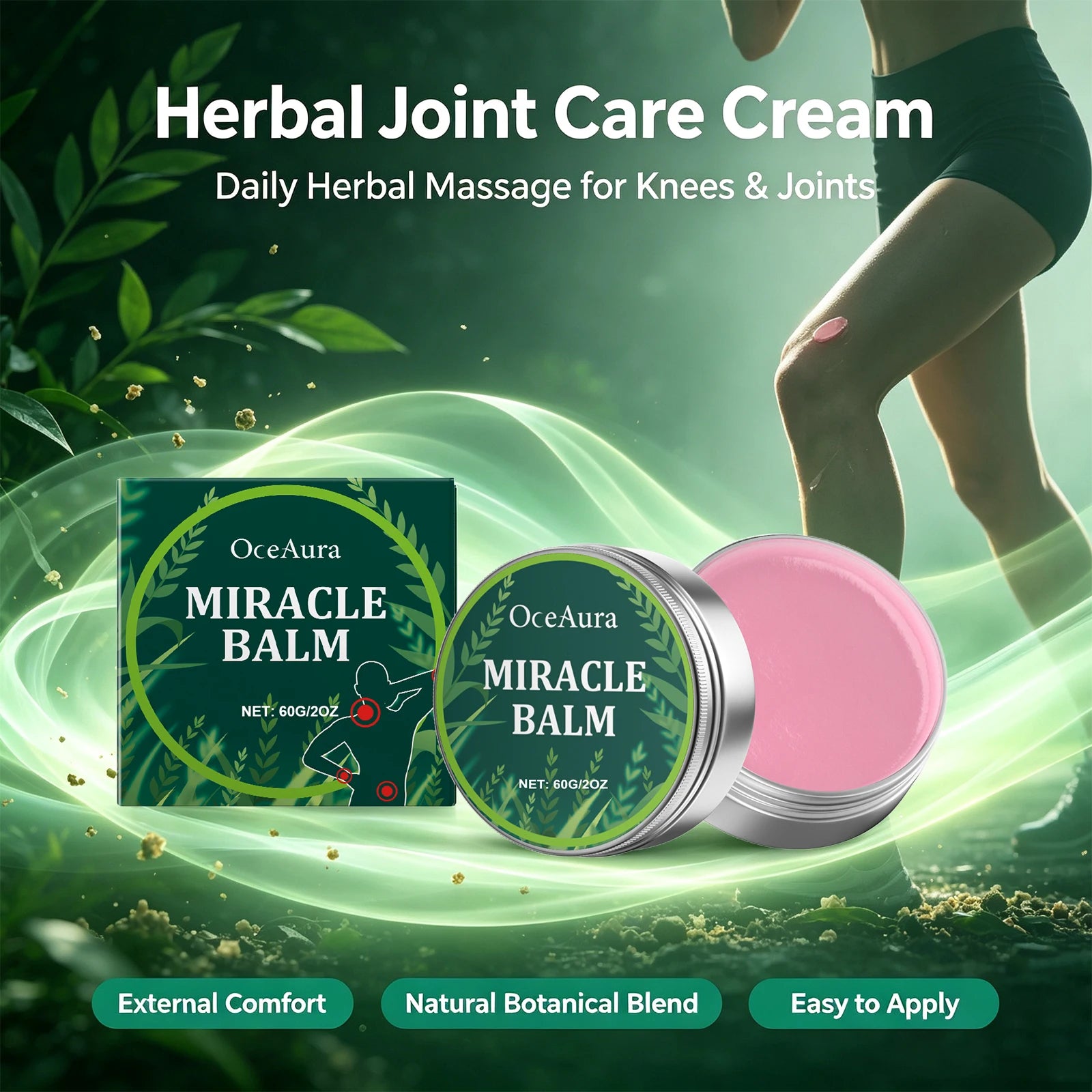 Herbal Joint & Muscle Massage Balm - Soothing Relief Cream for Neck, Back & Knees - 1