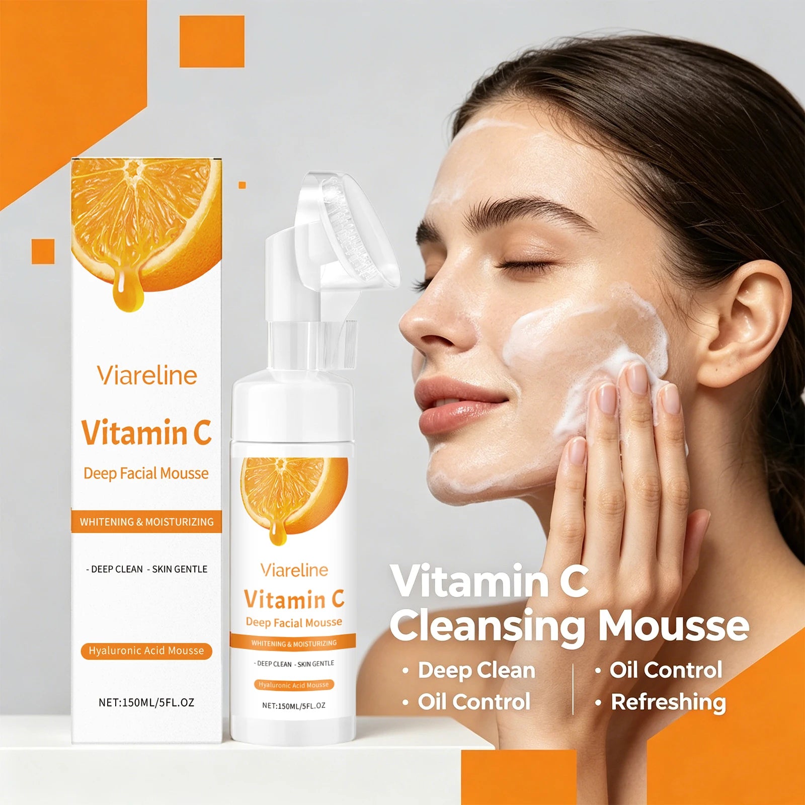 Vitamin C Brightening Facial Cleanser with Built-in Exfoliating Brush - 4