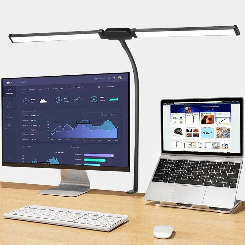 Double Head LED Architect Desk Lamp - Dimmable Office Light with Remote