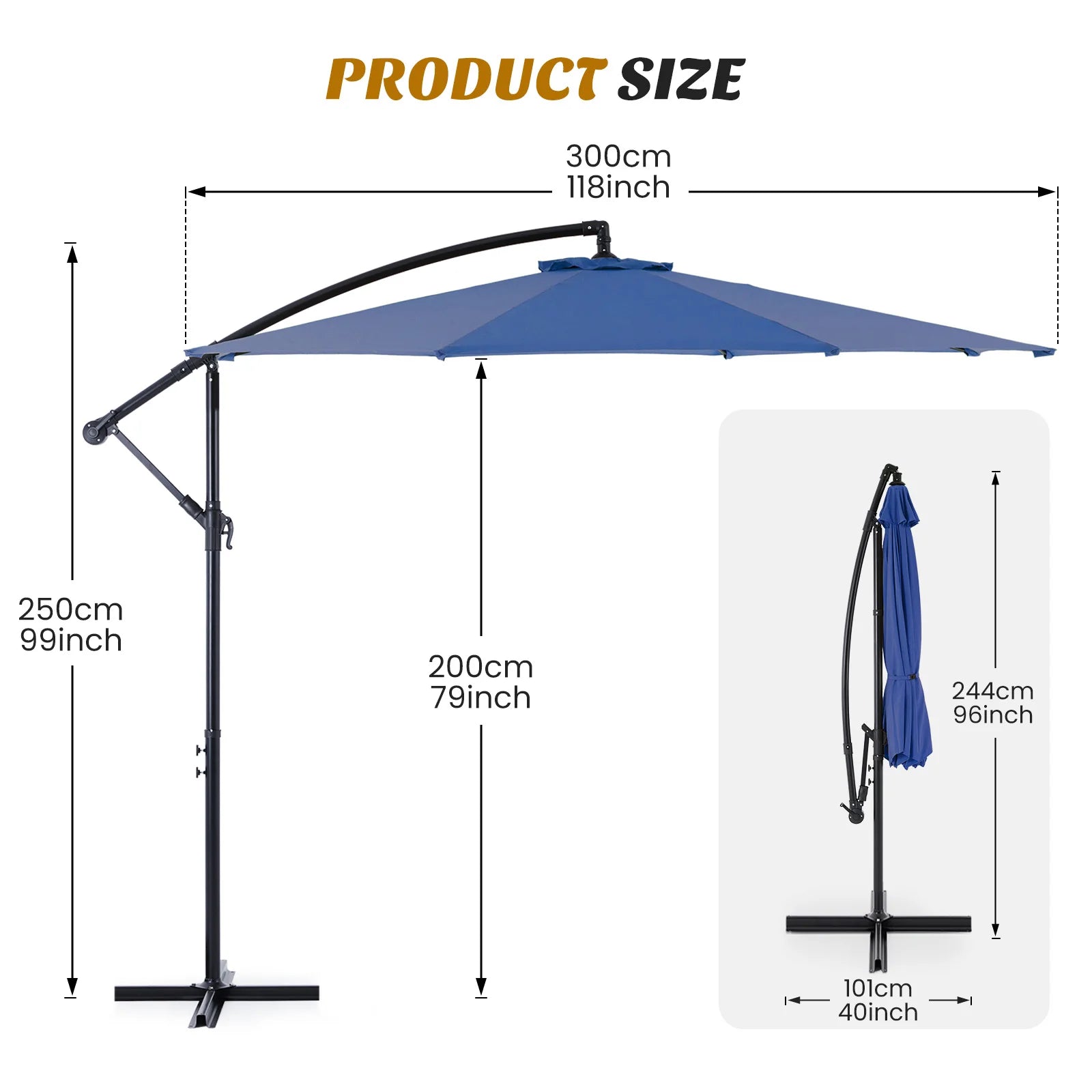 10ft Cantilever Patio Umbrella - Outdoor UV-Resistant Offset Shade - 3