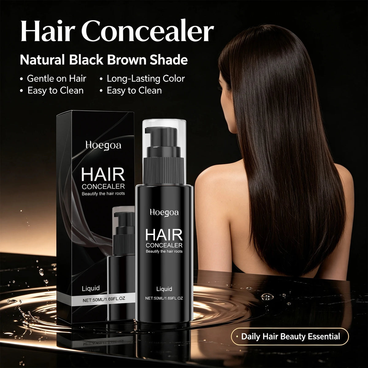 Instant Hairline & Root Concealer – Natural Gray Hair Coverage & Volume Filler