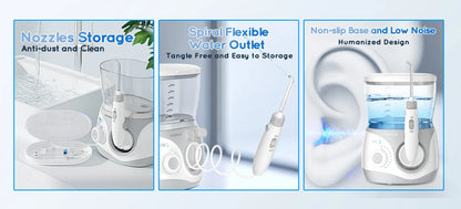 Professional Electric Oral Irrigator Water Flosser with 8 Nozzle Heads