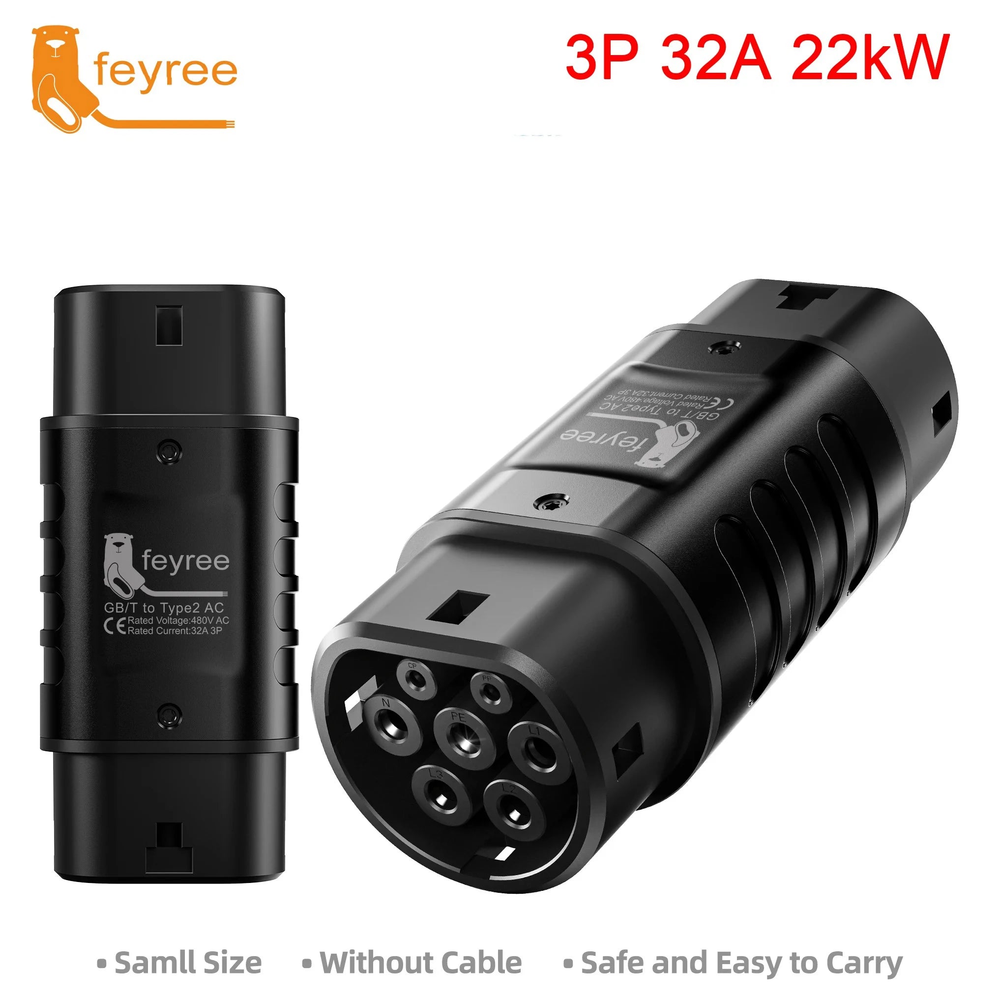 GB/T to Type 2 EV Charging Adapter - 32A Fast Charger Converter - 16