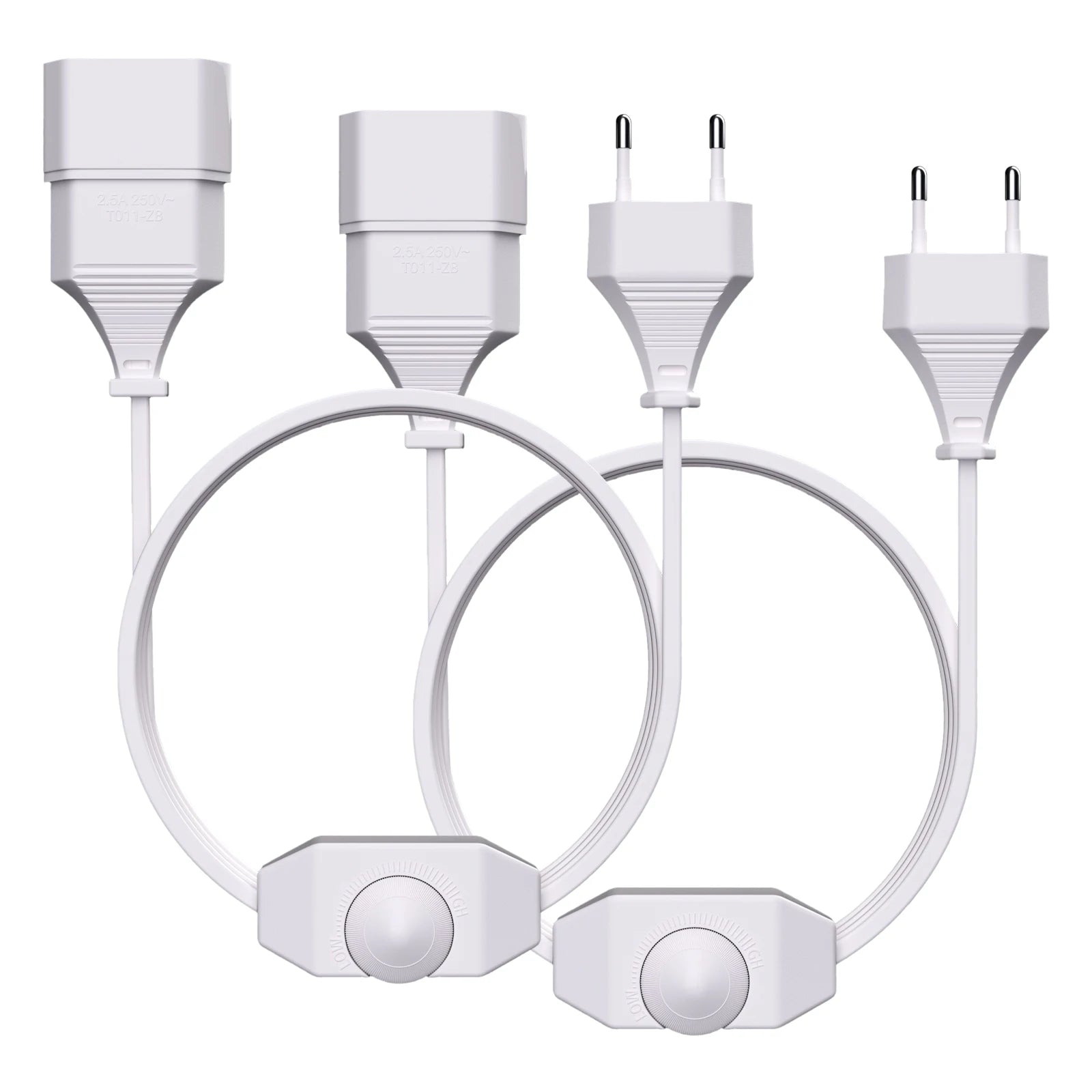 EU LED Dimmer Power Cord - 2m Rotary Dimmable Cable for LED Lamps - 10