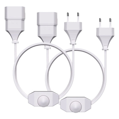 EU LED Dimmer Power Cord - 2m Rotary Dimmable Cable for LED Lamps