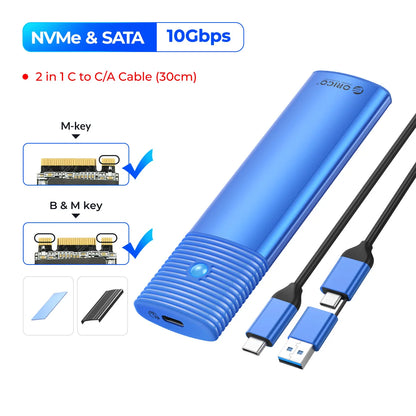 10Gbps M.2 NVMe SSD Enclosure Tool-Free Aluminum Case for 2280/2230 SSD