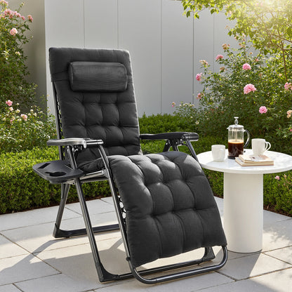 Zero Gravity Recliner Chair - Foldable Outdoor Patio Lounger with Cushion