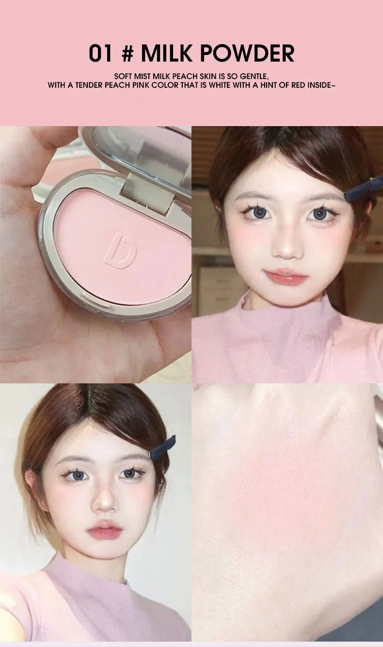 Natural Matte Face Blush & Highlighter Compact - Long-Lasting Glow Palette