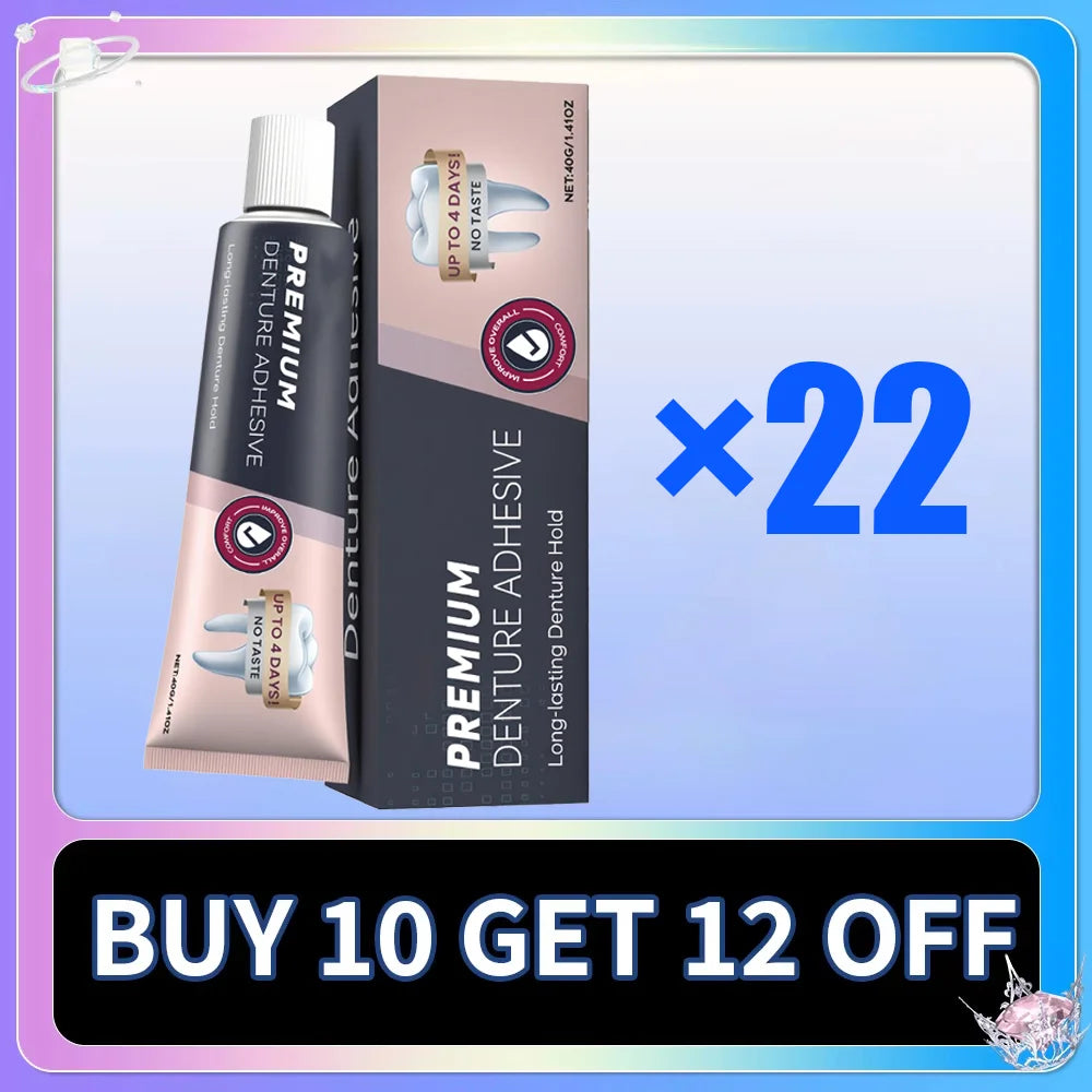 Waterproof Denture Adhesive Cream - Zinc-Free Long-Lasting Strong Hold Gel - 9