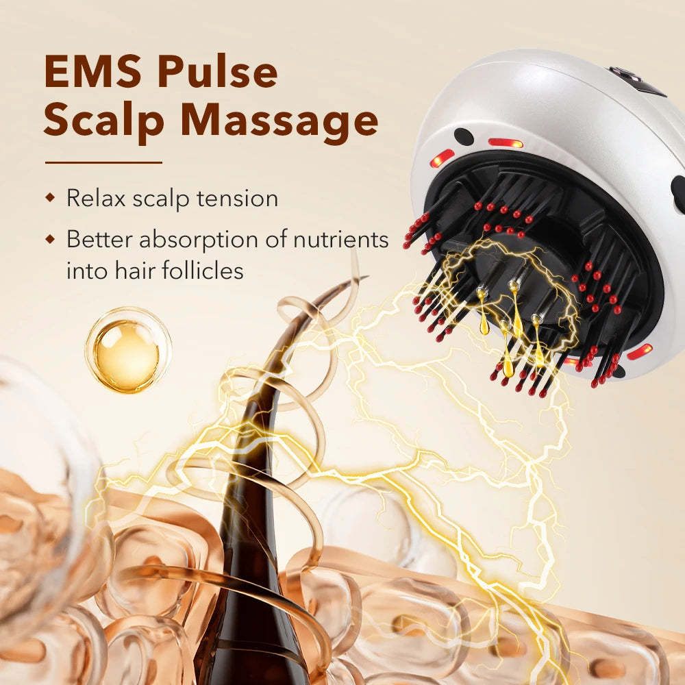 Electric Scalp Massager Comb with LED Light Therapy, Mist Spray & Hair Oil Applicator