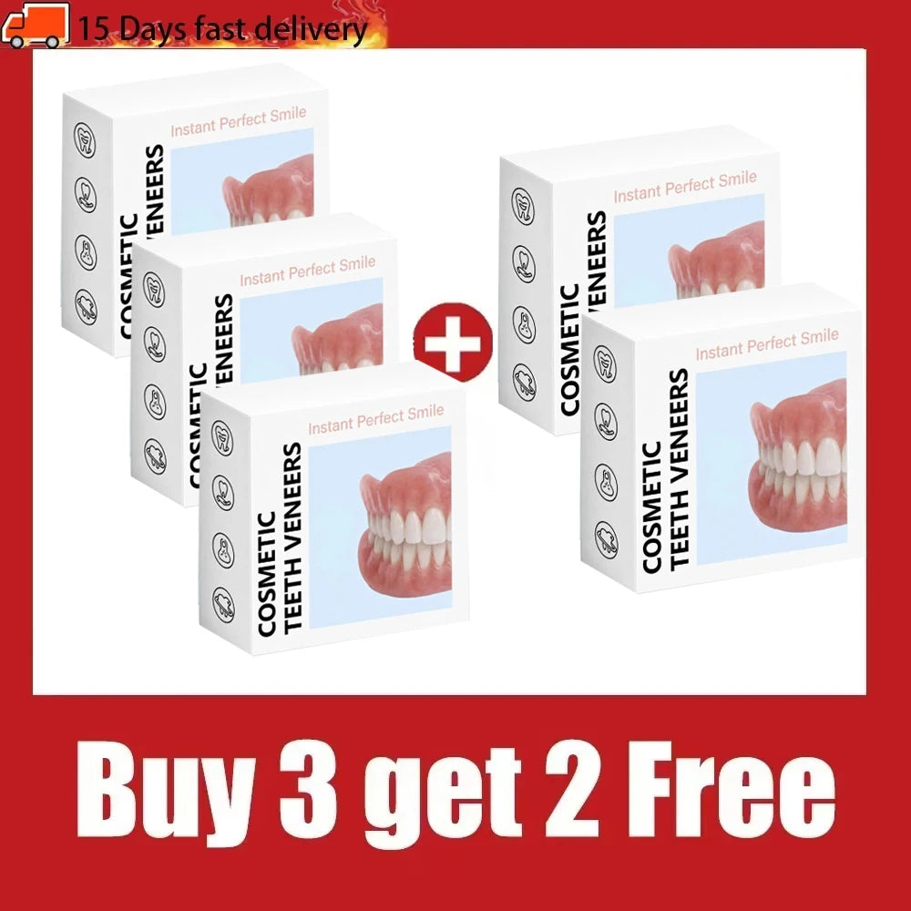 Natural Feel Silicone Denture Set - Comfortable Fit Upper & Lower False Teeth