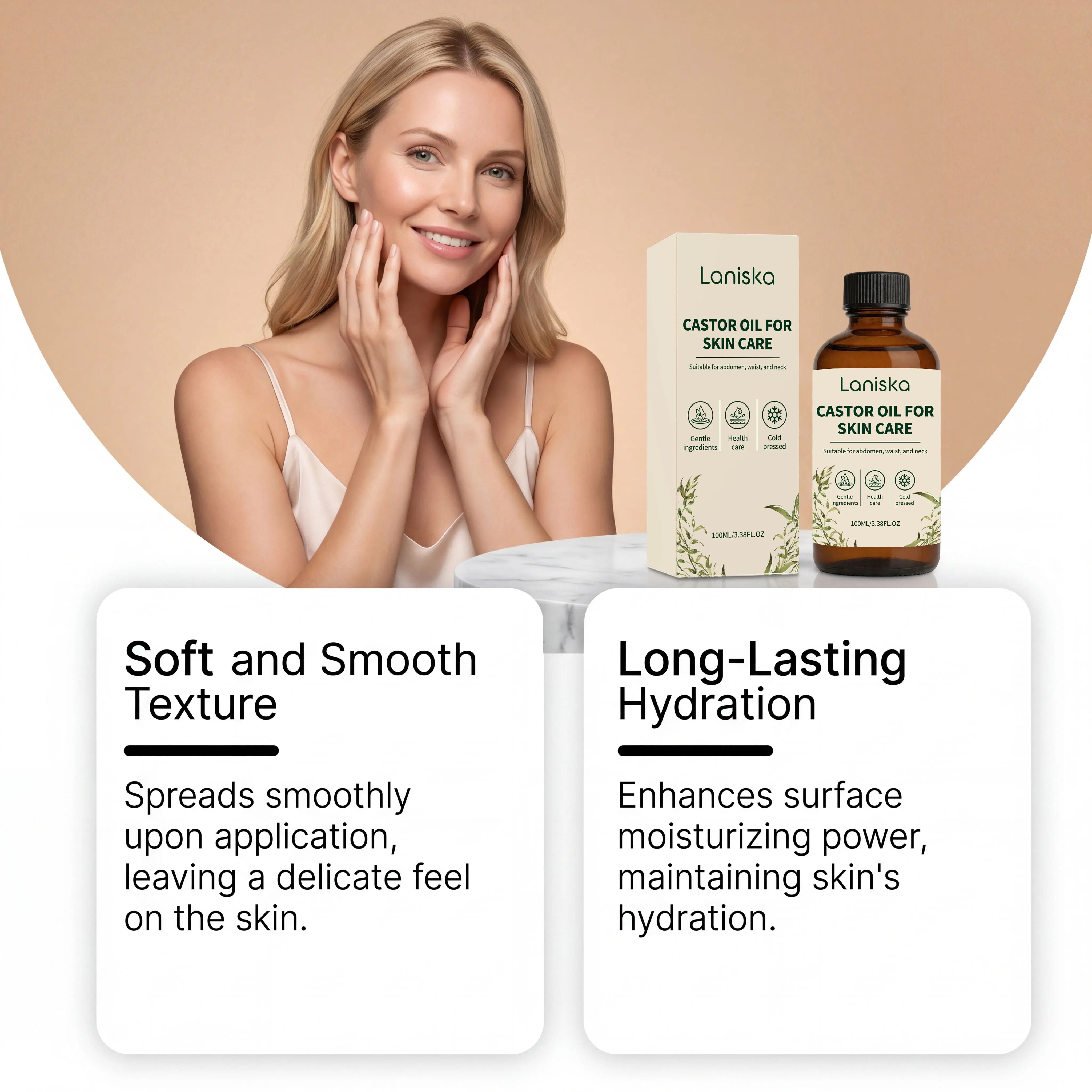Pure Cold-Pressed Castor Oil for Deep Skin Hydration and Body Massage - 8