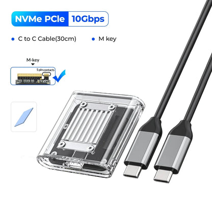 M.2 NVMe SSD Enclosure 2230 - 10Gbps Portable External USB-C Case