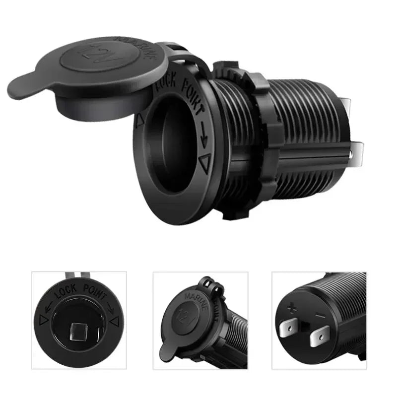 12V Waterproof Car Cigarette Lighter Socket Power Outlet for Vehicles