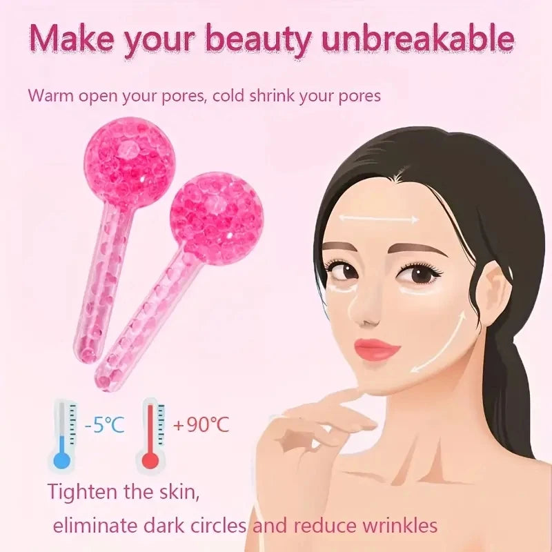 2Pcs Cooling Facial Ice Globes - Cold Roller Massager for Face & Eyes, Puffiness Relief - 2