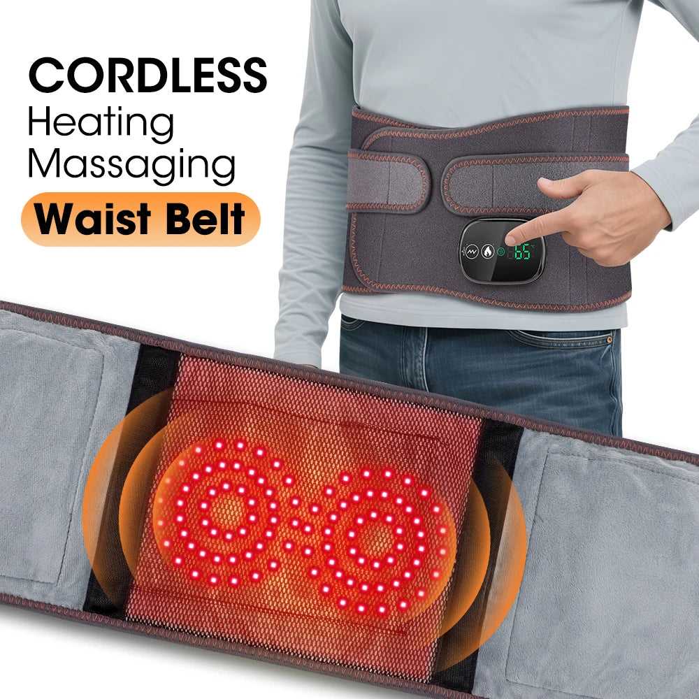 Cordless Heated Lumbar Massager Belt with Red Light Therapy & Vibration - 7