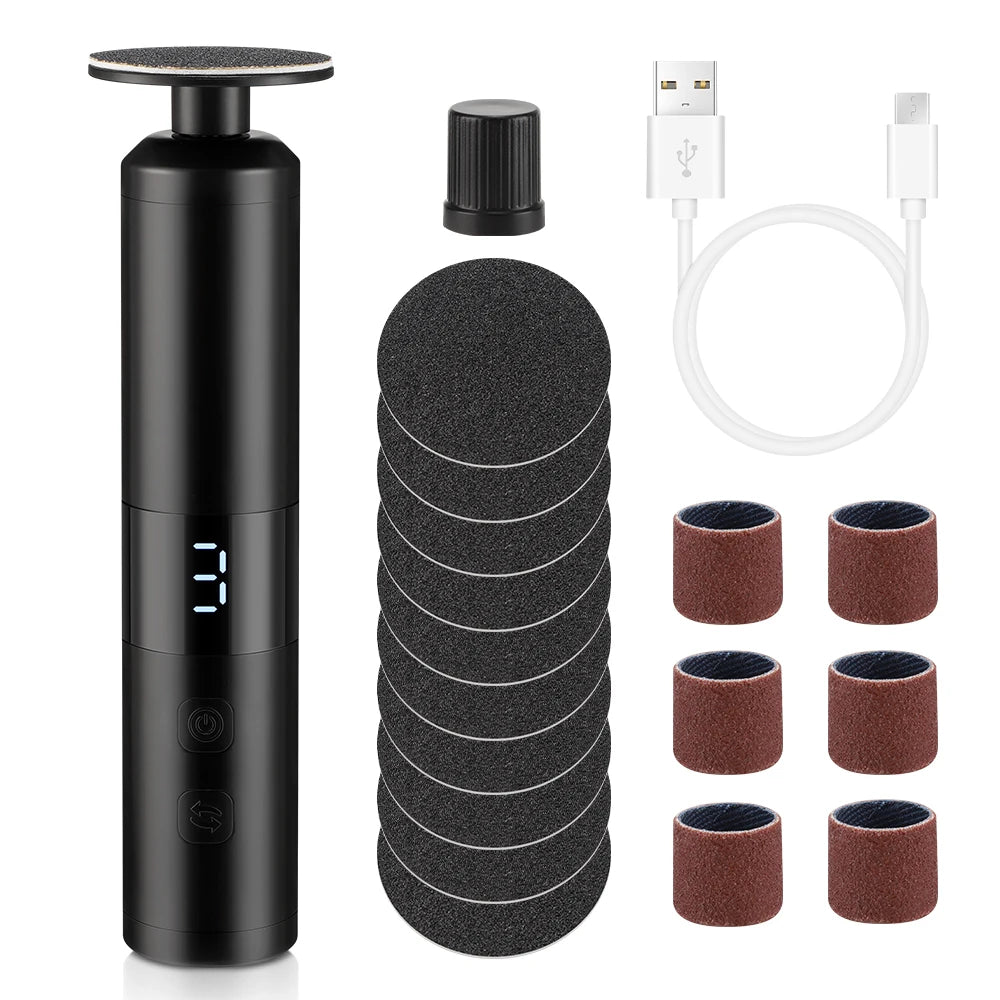 Electric Foot Callus Remover & Nail Care Kit - Rechargeable Pedicure Grinder