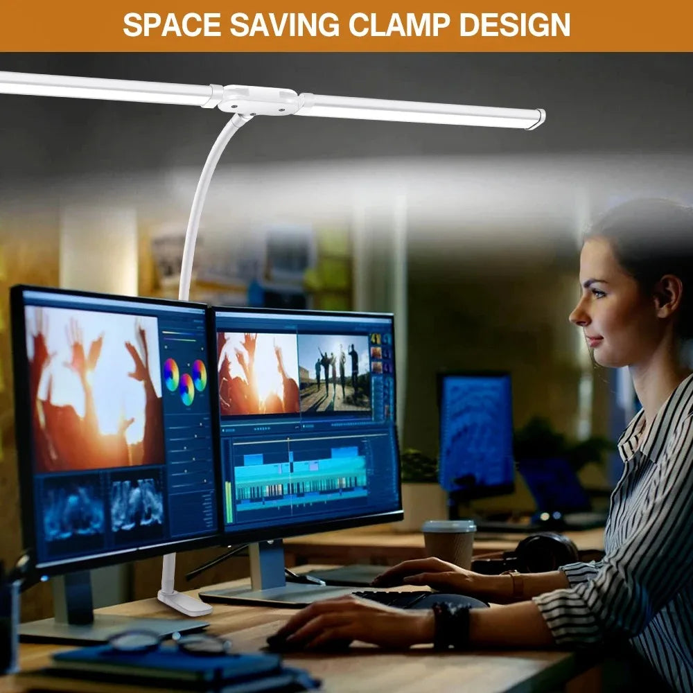 Double Head LED Architect Desk Lamp - Dimmable Office Light with Remote