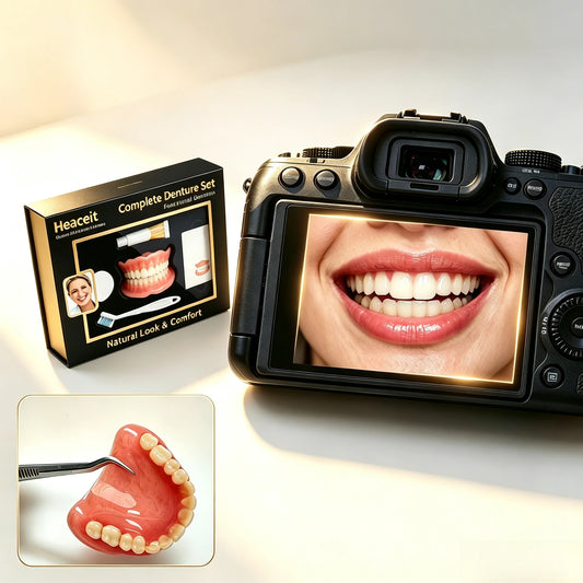 Natural-Looking Silicone Fake Teeth Set - Comfortable Upper & Lower Smile Veneers