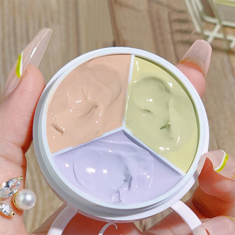 3-Color Cream Concealer Palette for Flawless Skin & Dark Circles - 21