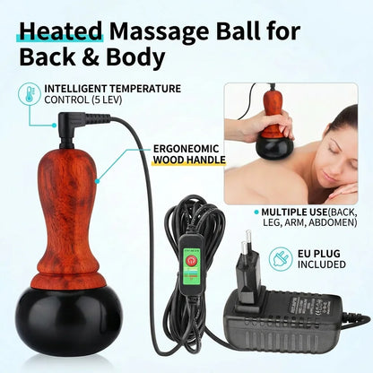 Electric Hot Stone Massager with 5 Heat Levels for Back and Body Pain Relief