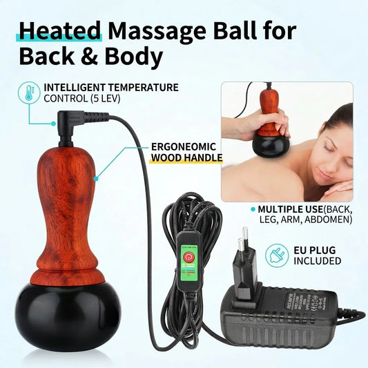 Electric Hot Stone Massager with 5 Heat Levels for Back and Body Pain Relief