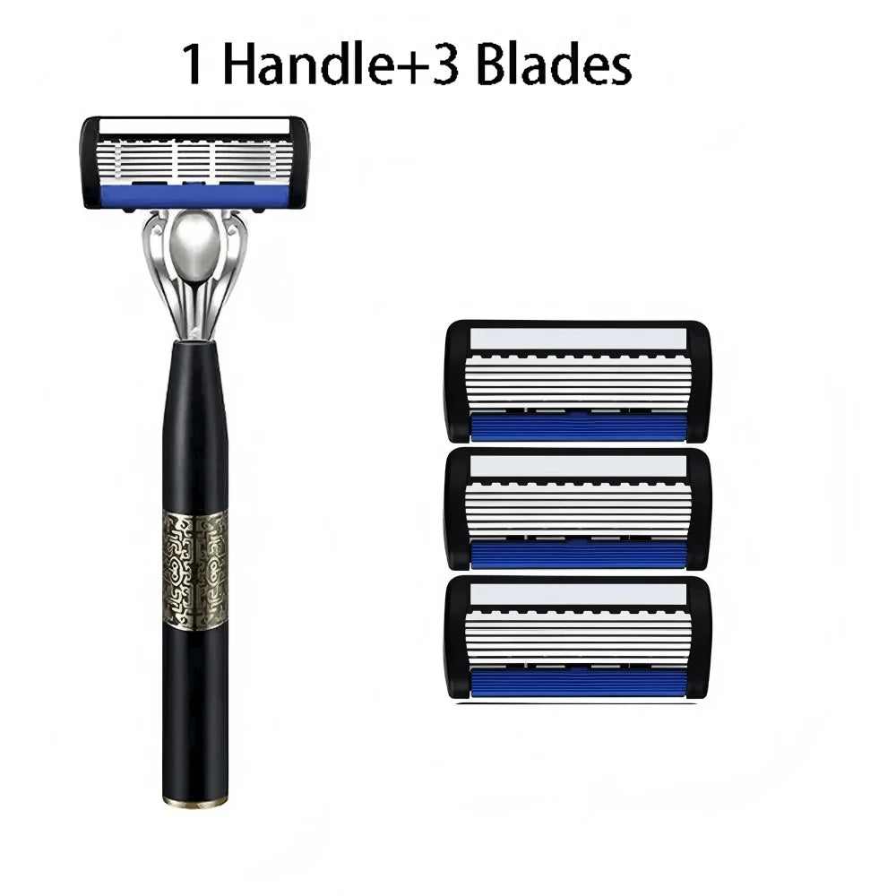 6-Layer Men's Manual Razor - Stainless Steel Shaving Set - 4