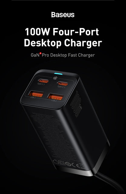 100W/65W GaN Desktop Fast Charger - 4-in-1 Universal Power Station
